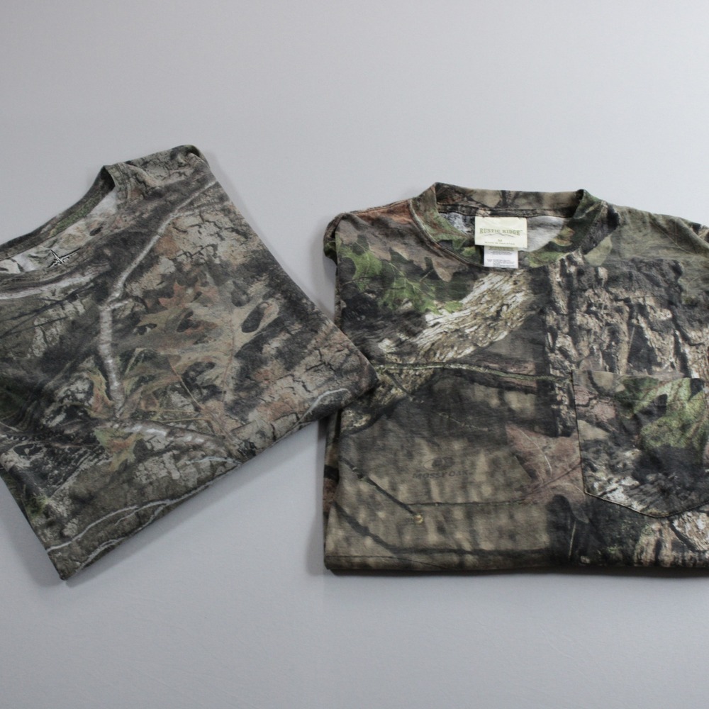 Lot of 2 Rustic Ridge Habit Mens Camo Long Sleeve T-Shirts Mossy Oak Medium Hunt